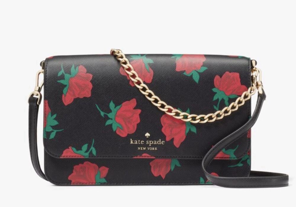 NWT kate spade new york Rose Toss Madison Flap Crossbody Chain Strap Leather Bag